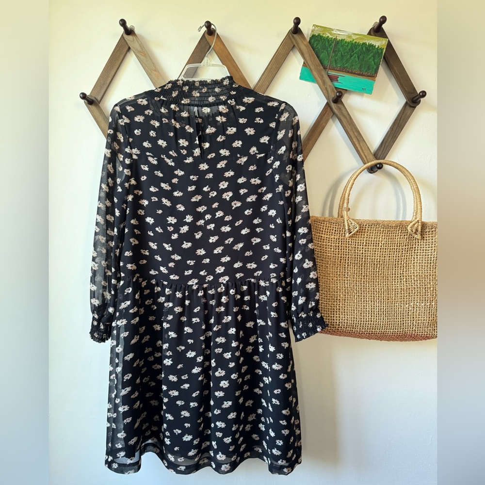 Madewell Mistlight Mockneck Dress in Seattle Floral Black Size S - Picture 4 of 16